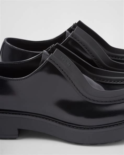 prada lace-up leather shoe with lug sole|prada black diapason shoes.